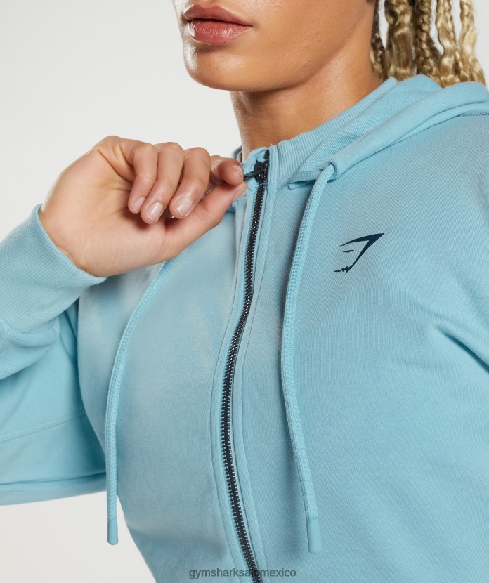 Gymshark sudadera con capucha y cremallera gs power iceberg azul mujer 04BZTL389 - Gymshark Mexico