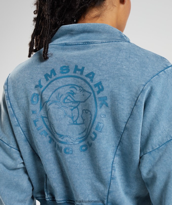 Gymshark sudadera con lavado Legacy azul junto al lago mujer 04BZTL404 - Gymshark Mexico