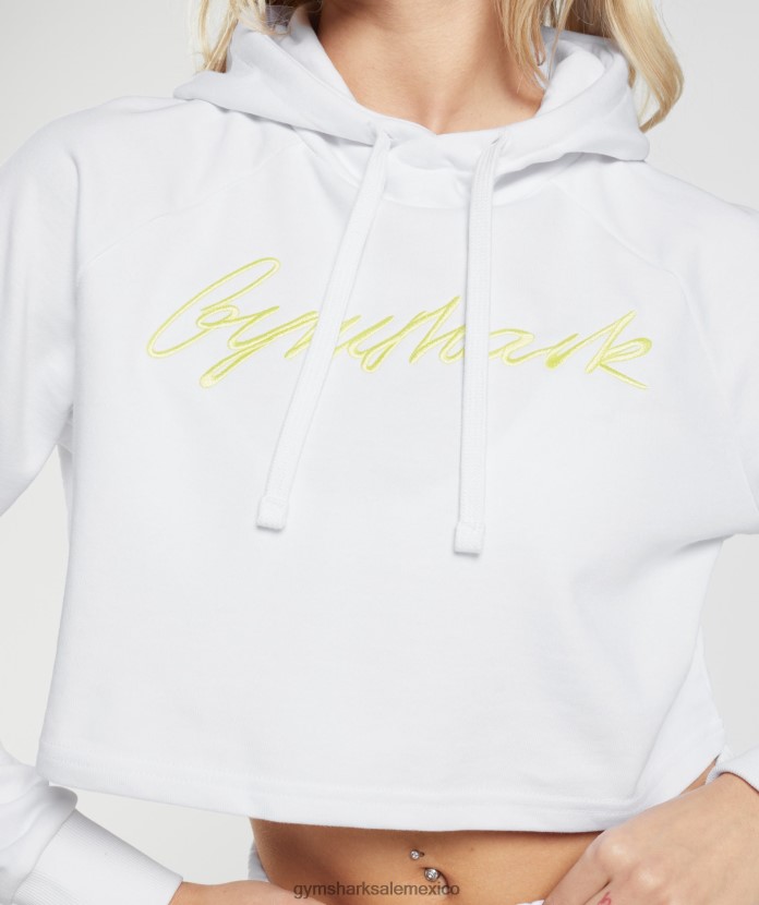 Gymshark sudadera corta con capucha y gráfico bordado blanco mujer 04BZTL375 - Gymshark Sale