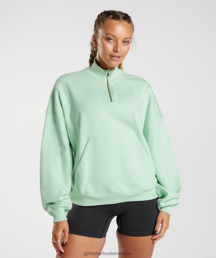 Gymshark sudaderas para el día de descanso jersey de 1/2 cremallera refrescante marga verde mujer 04BZTL379 - Gymshark Mexico