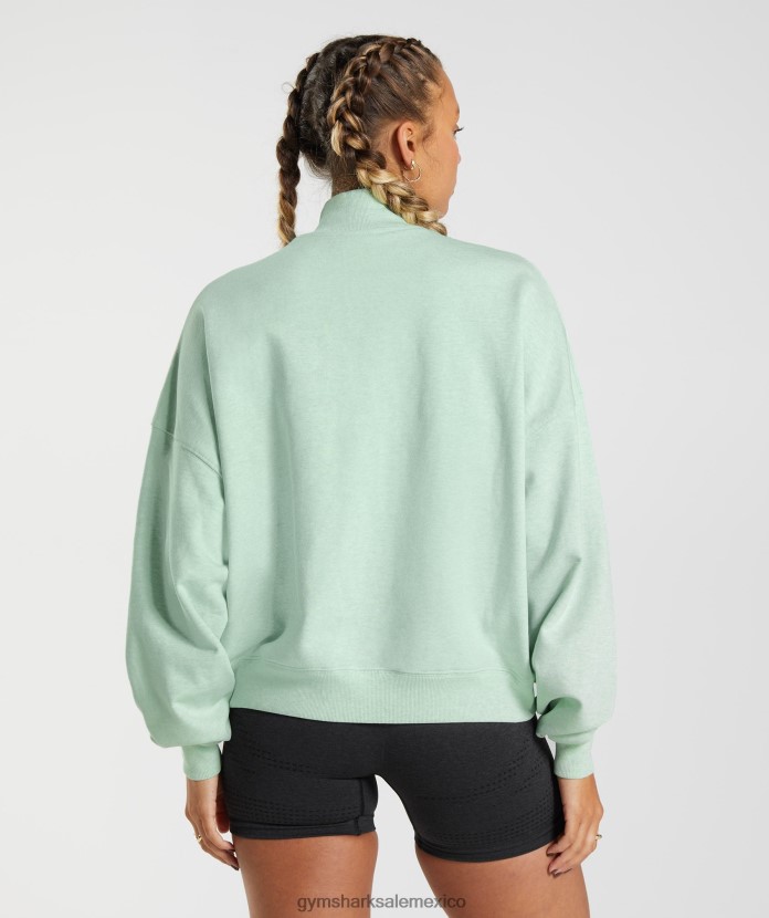 Gymshark sudaderas para el día de descanso jersey de 1/2 cremallera refrescante marga verde mujer 04BZTL379 - Gymshark Mexico