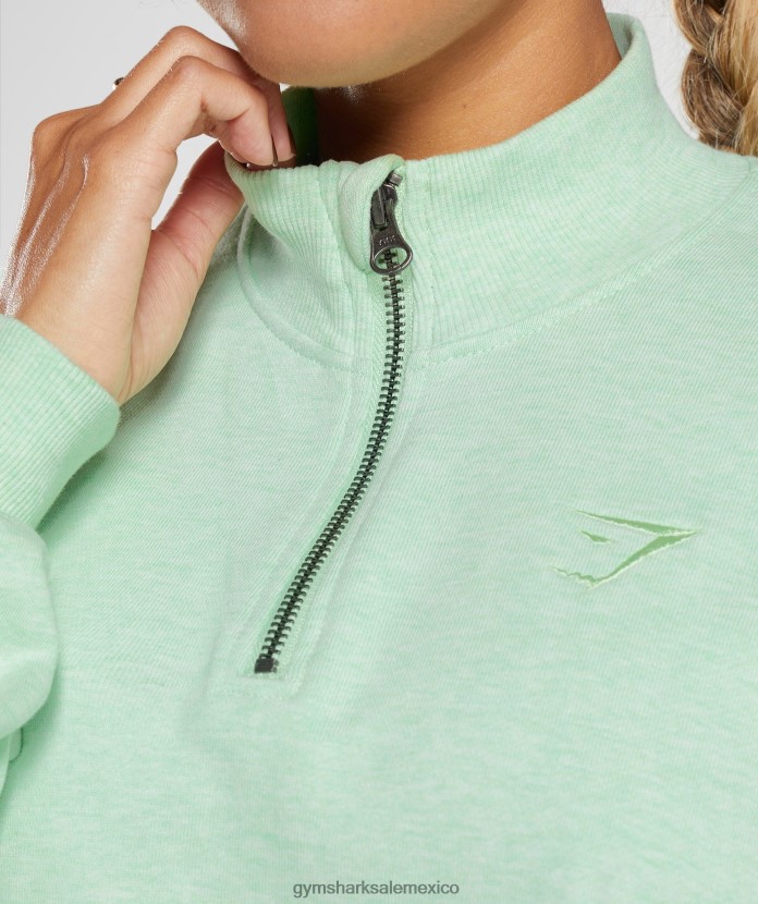 Gymshark sudaderas para el día de descanso jersey de 1/2 cremallera refrescante marga verde mujer 04BZTL379 - Gymshark Mexico