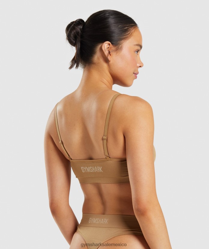 Gymshark bralette con cuello redondo sin costuras marrón claro dorado mujer 04BZTL508 - Gymshark Sale