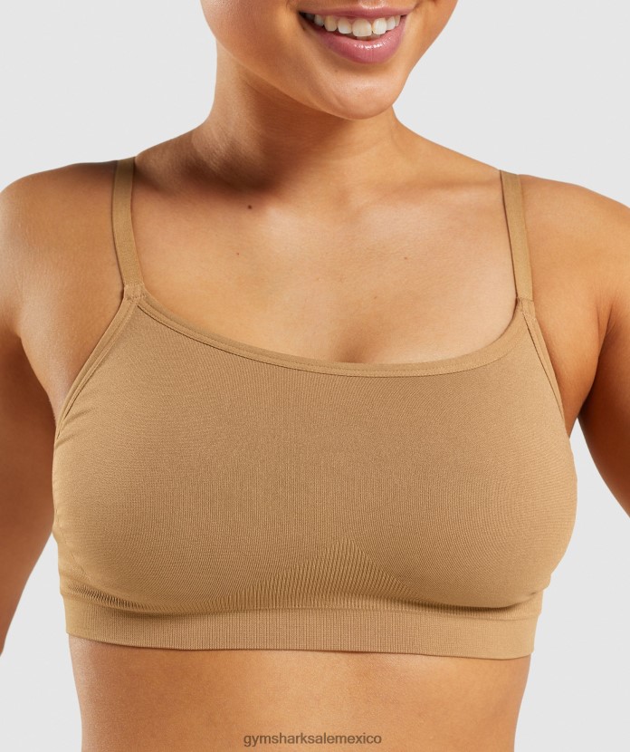 Gymshark bralette con cuello redondo sin costuras marrón claro dorado mujer 04BZTL508 - Gymshark Sale