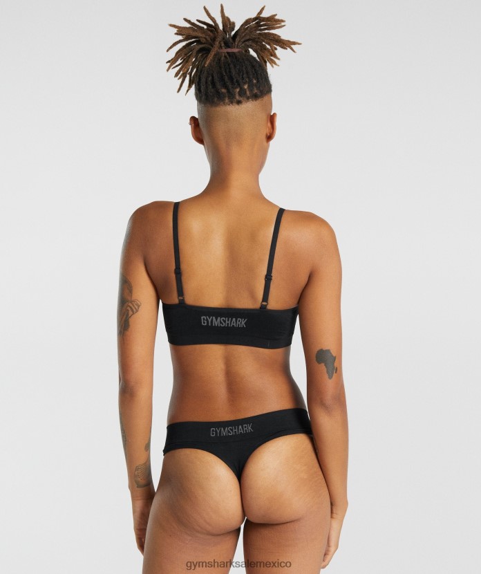 Gymshark bralette con cuello redondo sin costuras negro mujer 04BZTL507 - Gymshark Mexico