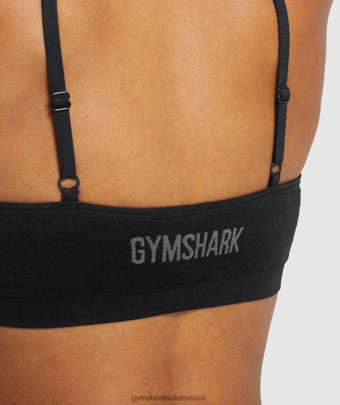 Gymshark bralette con cuello redondo sin costuras negro mujer 04BZTL507 - Gymshark Mexico