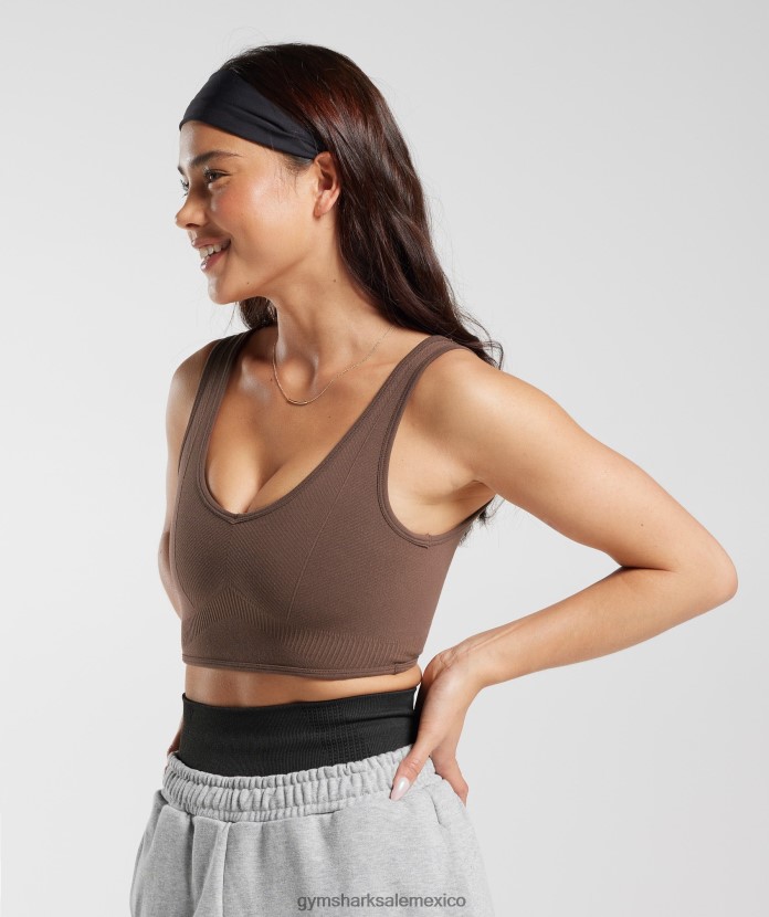 Gymshark bralette sin costuras para el día de descanso roble marrón mujer 04BZTL177 - Gymshark Mexico