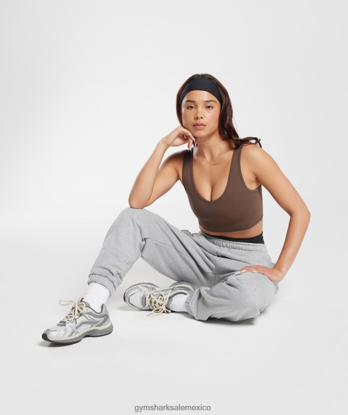 Gymshark bralette sin costuras para el día de descanso roble marrón mujer 04BZTL177 - Gymshark Mexico