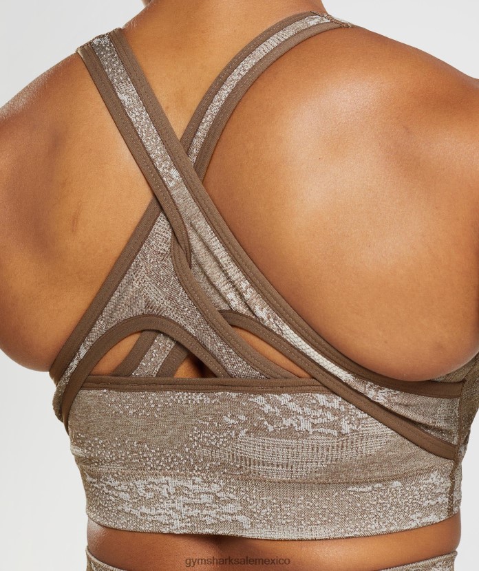 Gymshark sujetador deportivo adapt camo sin costuras gris guijarro/marrón alma mujer 04BZTL176 - Gymshark Mujer