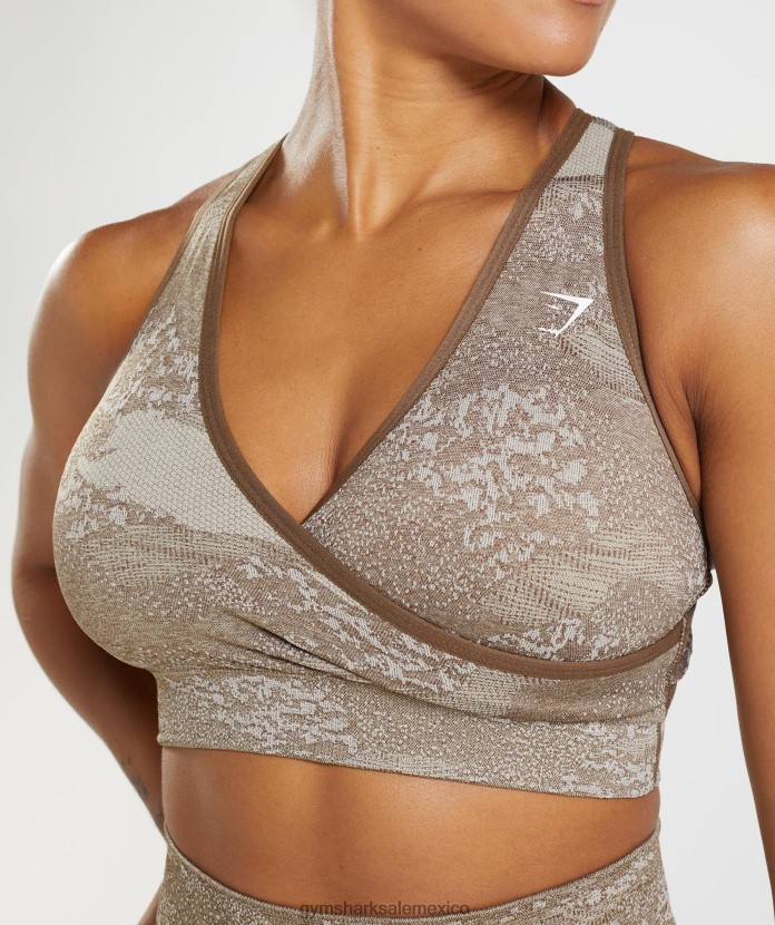 Gymshark sujetador deportivo adapt camo sin costuras gris guijarro/marrón alma mujer 04BZTL176 - Gymshark Mujer