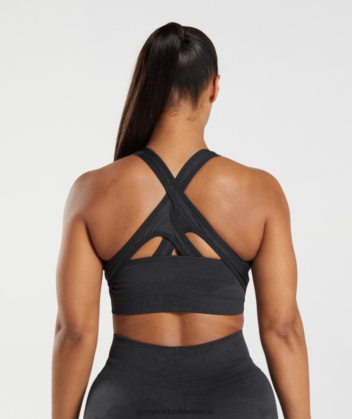 Gymshark sujetador deportivo adapt camo sin costuras negro/gris ónix mujer 04BZTL192 - Gymshark Mexico