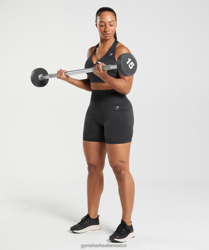 Gymshark sujetador deportivo adapt camo sin costuras negro/gris ónix mujer 04BZTL192 - Gymshark Mexico