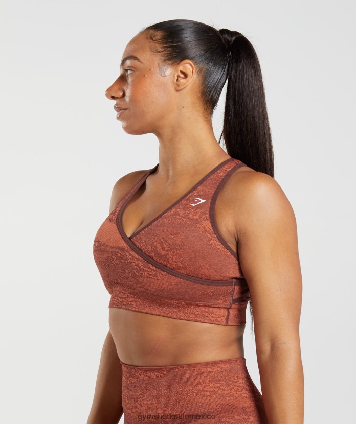 Gymshark sujetador deportivo adapt camo sin costuras rojo tormenta/marrón cereza mujer 04BZTL161 - Gymshark Mujer