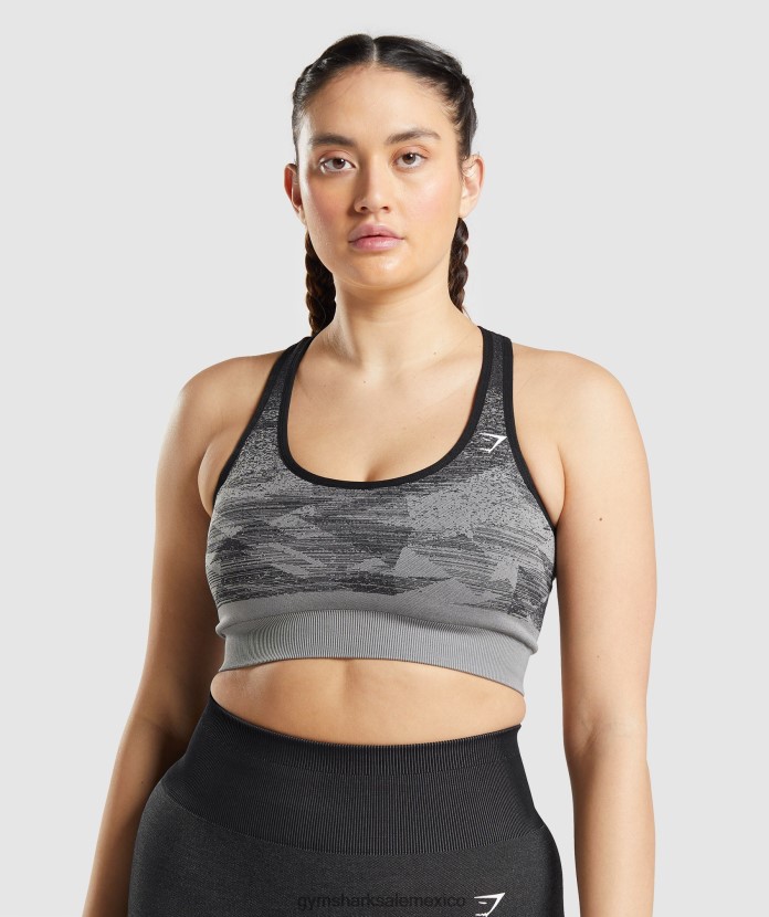 Gymshark sujetador deportivo adapt ombre sin costuras triángulo | impresión negra mujer 04BZTL198 - Gymshark Sale
