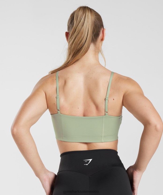 Gymshark sujetador deportivo bandeau verde oliva claro mujer 04BZTL210 - Gymshark Hombre
