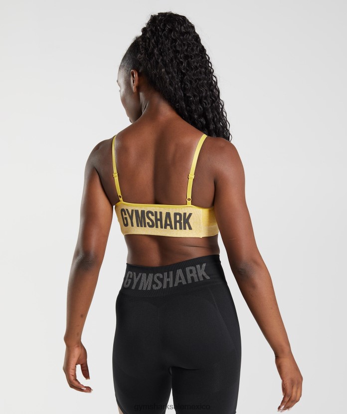 Gymshark sujetador deportivo con tiras flexibles medallón amarillo/blanco jaspeado mujer 04BZTL181 - Gymshark Mujer
