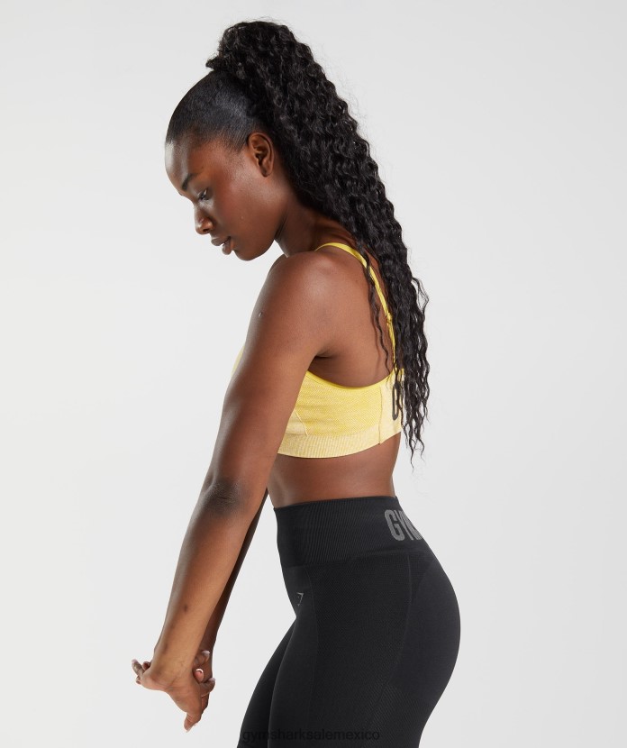 Gymshark sujetador deportivo con tiras flexibles medallón amarillo/blanco jaspeado mujer 04BZTL181 - Gymshark Mujer