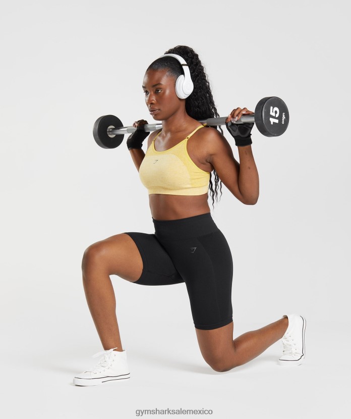 Gymshark sujetador deportivo con tiras flexibles medallón amarillo/blanco jaspeado mujer 04BZTL181 - Gymshark Mujer