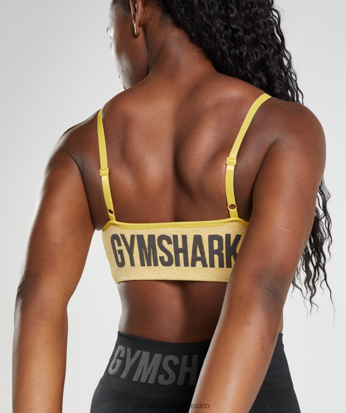 Gymshark sujetador deportivo con tiras flexibles medallón amarillo/blanco jaspeado mujer 04BZTL181 - Gymshark Mujer