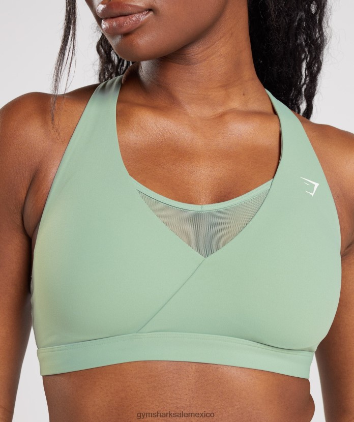 Gymshark sujetador deportivo cruzado verde salvia del desierto mujer 04BZTL162 - Gymshark Mexico