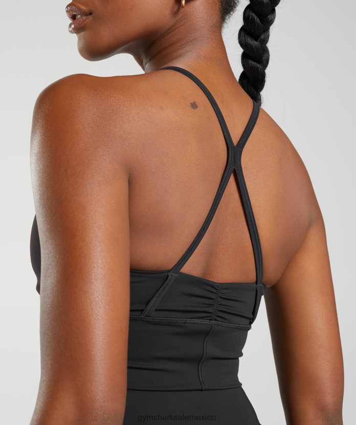 Gymshark sujetador deportivo elevado con palangre negro mujer 04BZTL137 - Gymshark Mexico