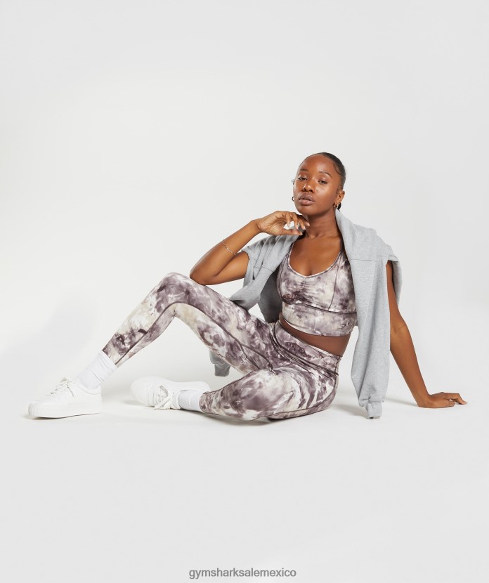 Gymshark sujetador deportivo elevado con palangre tinte en aerosol marrón cemento mujer 04BZTL164 - Gymshark México