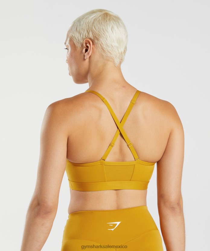 Gymshark sujetador deportivo fruncido amarillo cúrcuma mujer 04BZTL228 - Gymshark Sale