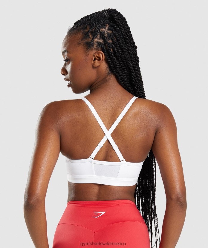 Gymshark sujetador deportivo fruncido blanco mujer 04BZTL208 - Gymshark Sale