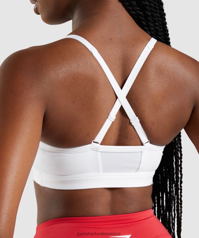 Gymshark sujetador deportivo fruncido blanco mujer 04BZTL208 - Gymshark Sale