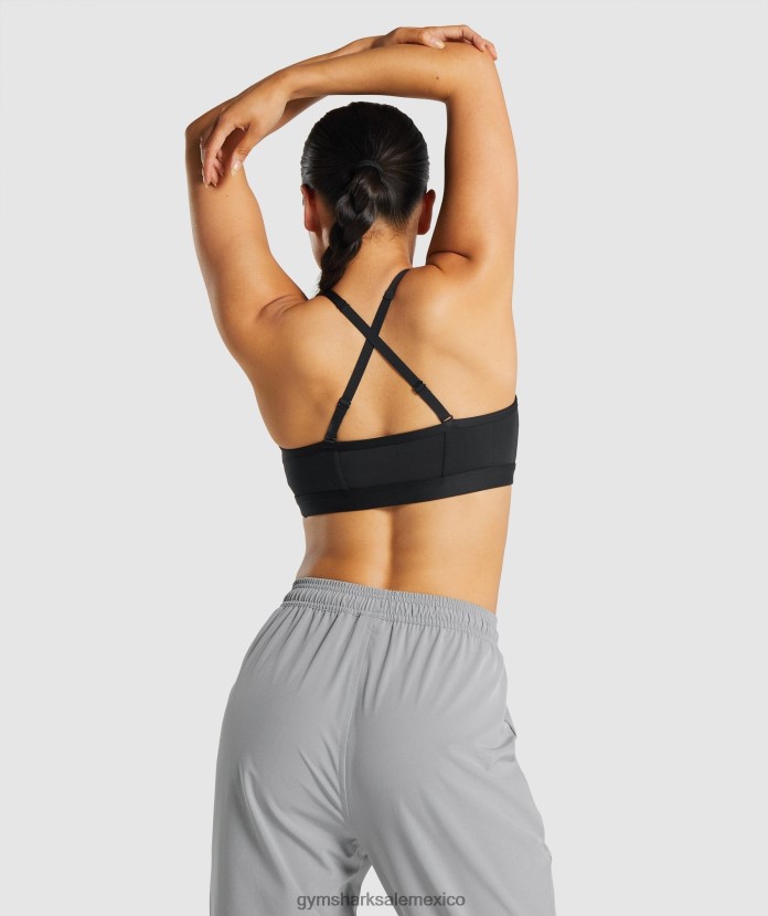 Gymshark sujetador deportivo fruncido negro mujer 04BZTL197 - Gymshark Mexico