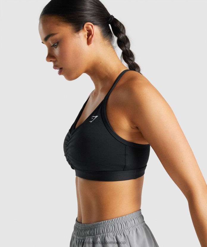 Gymshark sujetador deportivo fruncido negro mujer 04BZTL197 - Gymshark Mexico