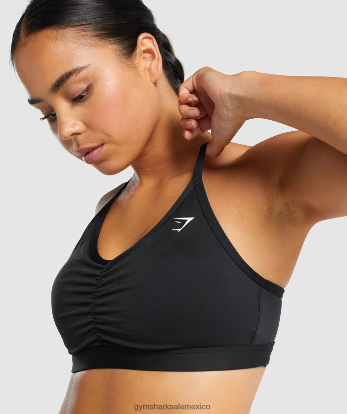 Gymshark sujetador deportivo fruncido negro mujer 04BZTL197 - Gymshark Mexico