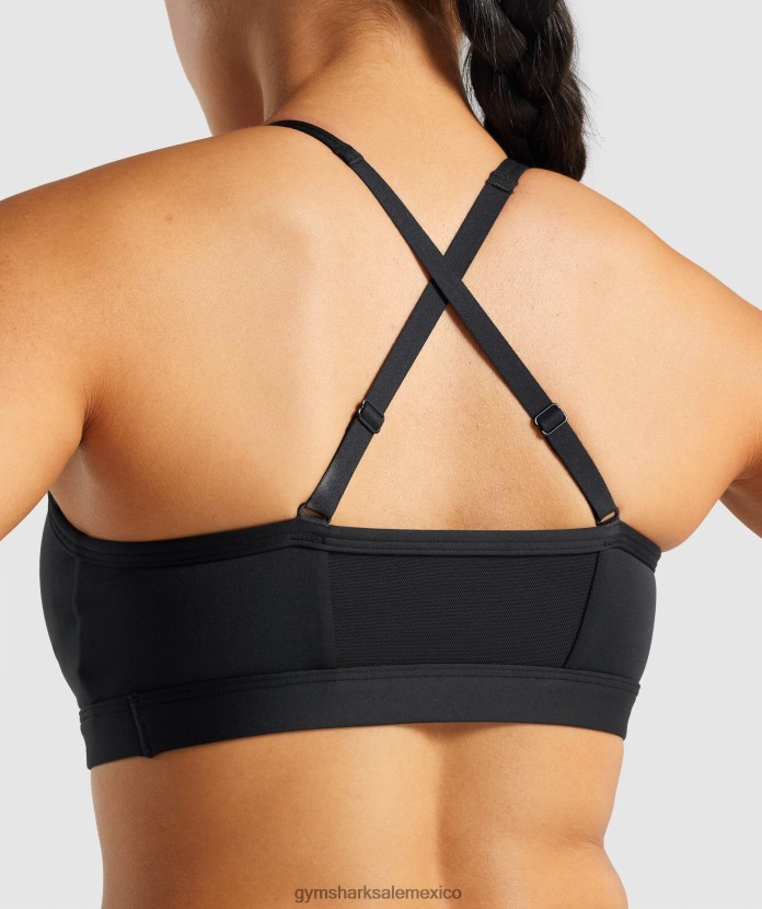 Gymshark sujetador deportivo fruncido negro mujer 04BZTL197 - Gymshark Mexico