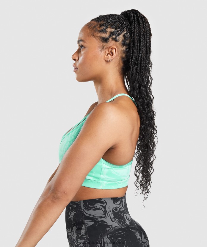 Gymshark sujetador deportivo gs power estampado turquesa brillante mujer 04BZTL187 - Gymshark Mexico