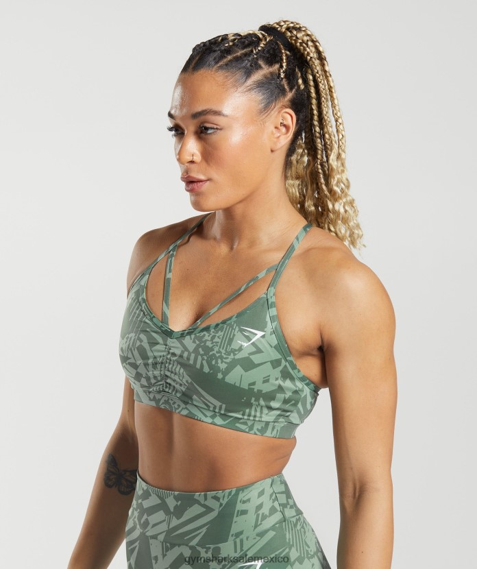 Gymshark sujetador deportivo gs power estampado verde salvia mujer 04BZTL148 - Gymshark Sale