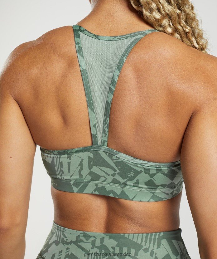 Gymshark sujetador deportivo gs power estampado verde salvia mujer 04BZTL148 - Gymshark Sale