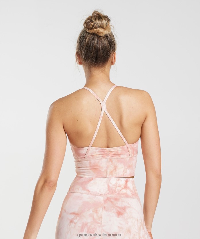 Gymshark sujetador deportivo largo con tinte en aerosol elevate blanco/rosa brumoso/rosa escandinavo mujer 04BZTL133 - Gymshark México