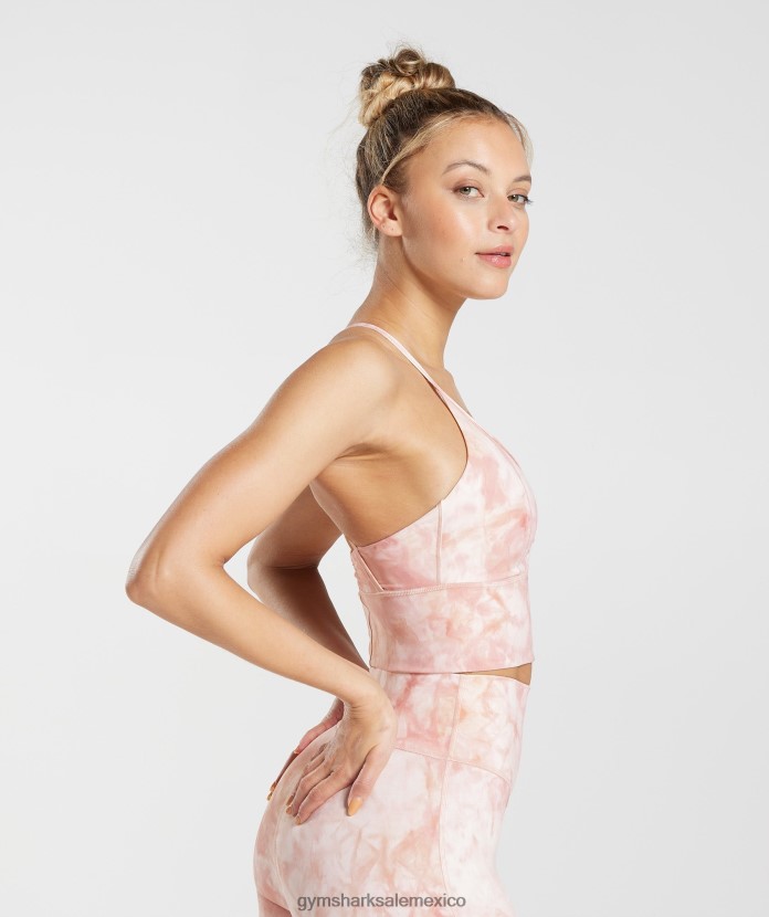 Gymshark sujetador deportivo largo con tinte en aerosol elevate blanco/rosa brumoso/rosa escandinavo mujer 04BZTL133 - Gymshark México