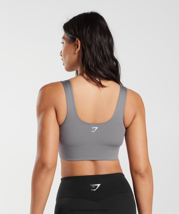 Gymshark sujetador deportivo largo gris titanio mujer 04BZTL167 - Gymshark Mexico
