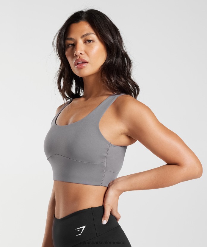 Gymshark sujetador deportivo largo gris titanio mujer 04BZTL167 - Gymshark Mexico