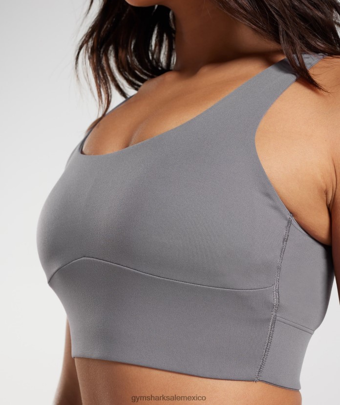 Gymshark sujetador deportivo largo gris titanio mujer 04BZTL167 - Gymshark Mexico