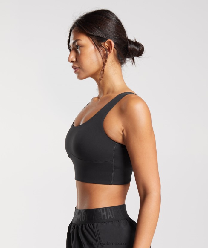 Gymshark sujetador deportivo largo negro mujer 04BZTL119 - Gymshark Mexico