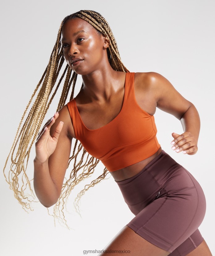 Gymshark sujetador deportivo largo rojo ladrillo mujer 04BZTL142 - Gymshark Mexico