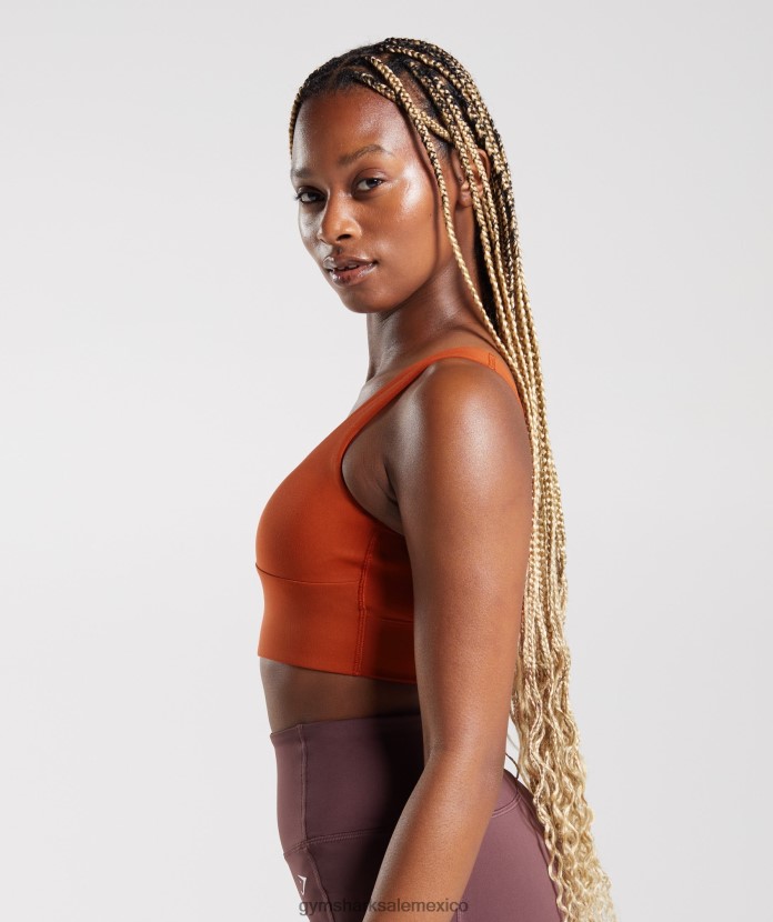 Gymshark sujetador deportivo largo rojo ladrillo mujer 04BZTL142 - Gymshark Mexico