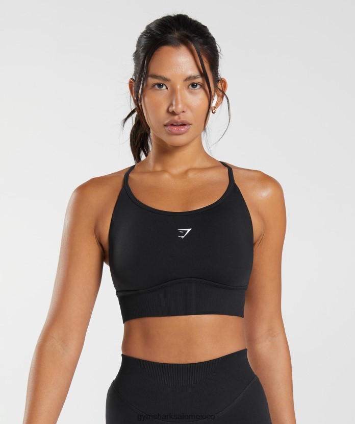 Gymshark sujetador deportivo largo sin costuras negro mujer 04BZTL113 - Gymshark Mexico