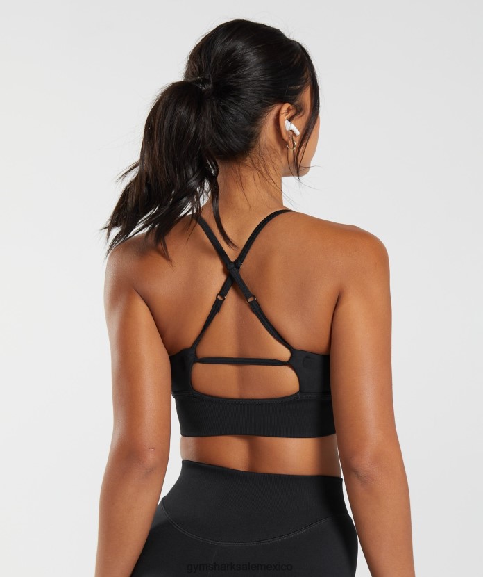 Gymshark sujetador deportivo largo sin costuras negro mujer 04BZTL113 - Gymshark Mexico