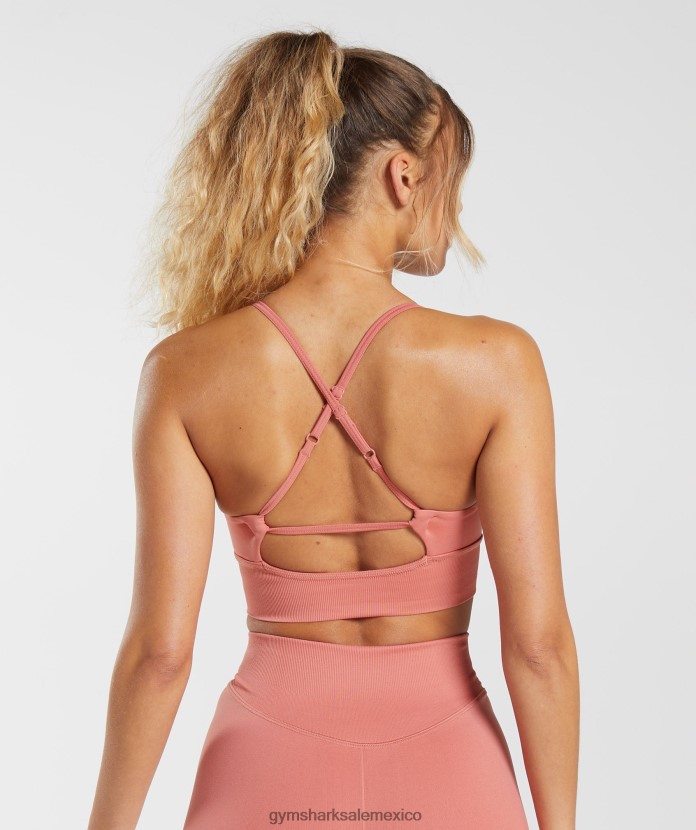 Gymshark sujetador deportivo largo sin costuras rosa terracota mujer 04BZTL132 - Gymshark Sale