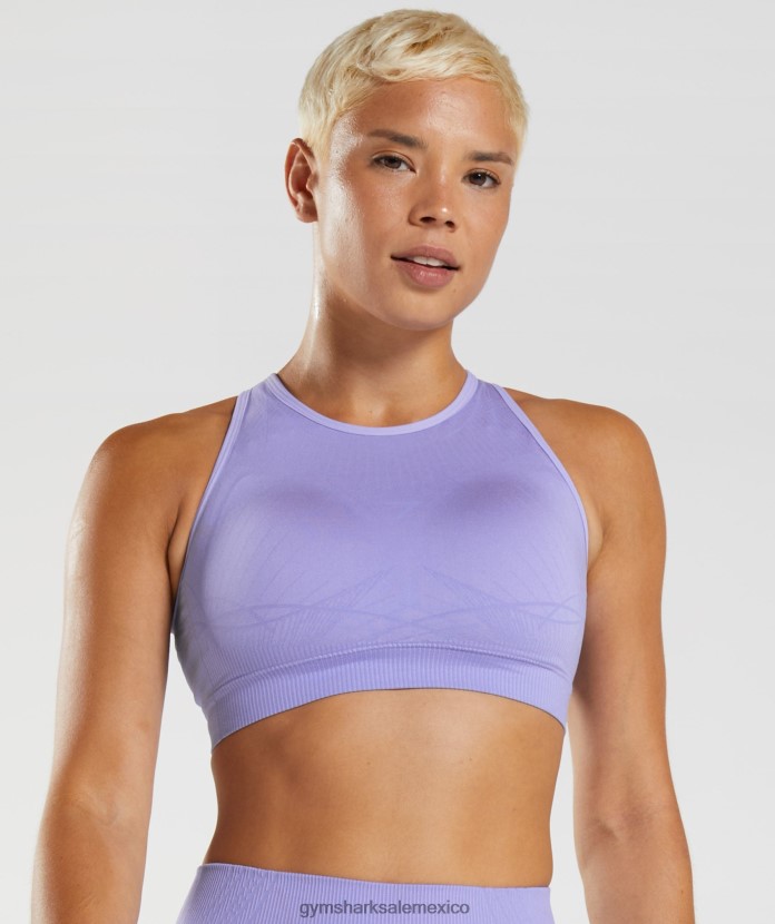 Gymshark sujetador deportivo sin costuras apex violeta digital/violeta espolvoreado mujer 04BZTL217 - Gymshark Mexico