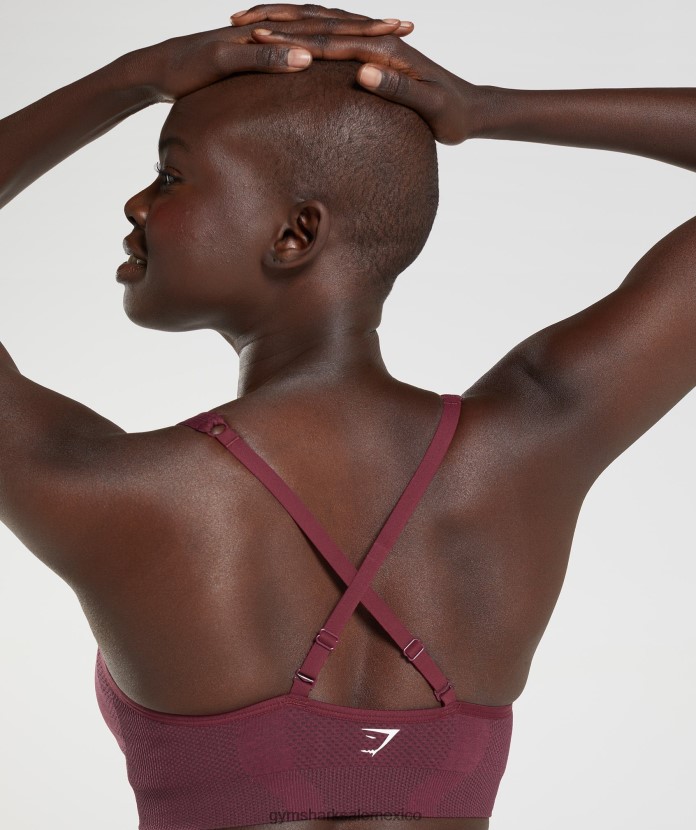 Gymshark sujetador deportivo vital sin costuras con cuello en v 2.0 marga granate al horno mujer 04BZTL207 - Gymshark Mexico