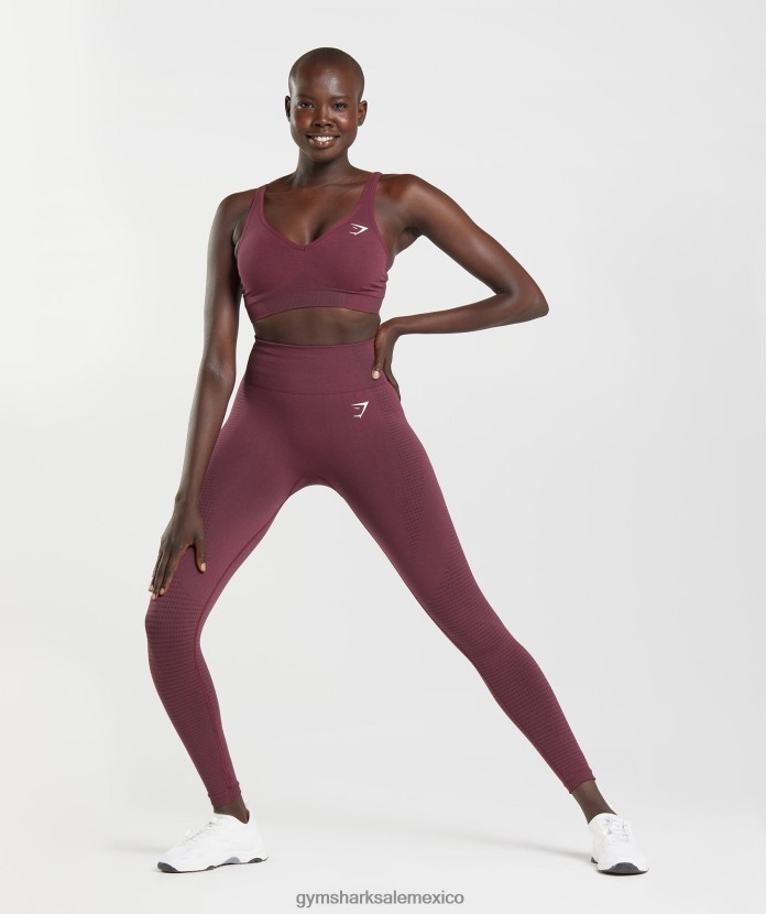 Gymshark sujetador deportivo vital sin costuras con cuello en v 2.0 marga granate al horno mujer 04BZTL207 - Gymshark Mexico